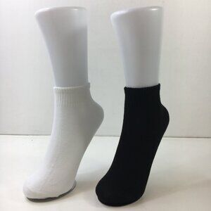 Unisex Ankle Socks 2 Pack Ribbed Cuff Black White